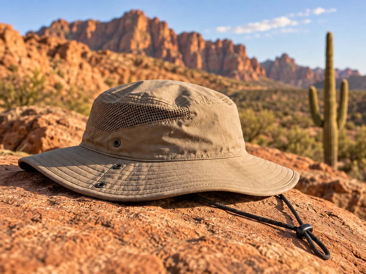 Editorial illustration of hiking hats